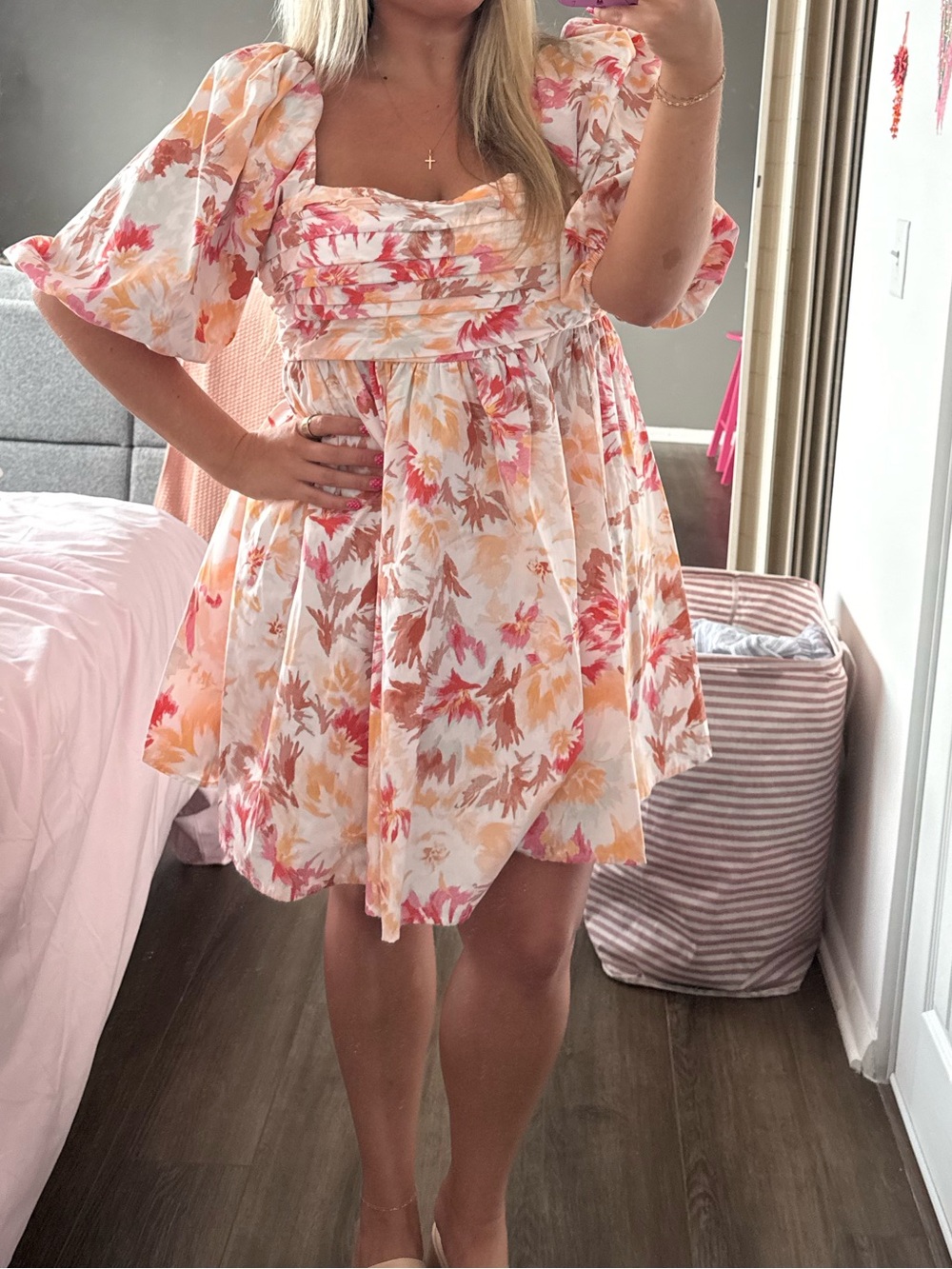 Abercrombie & Fitch Floral Puff-Sleeve Mini Dress